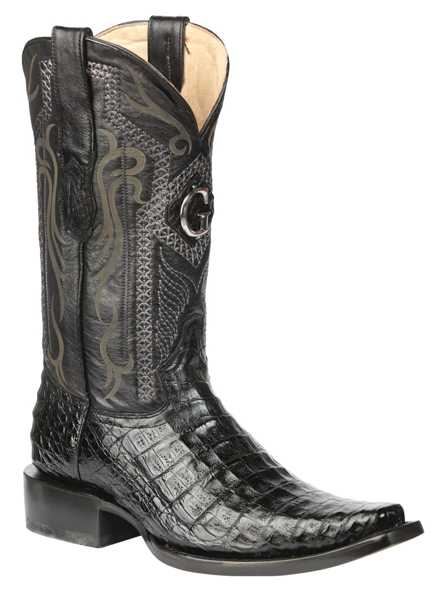 El General Mens Exotic Caiman Belly Cowboy Boots Black