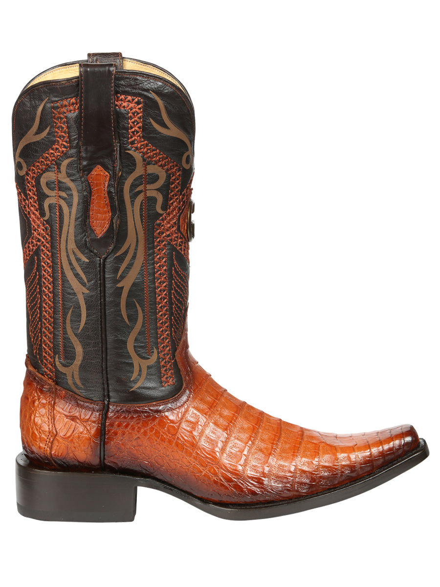 El General Mens Exotic Caiman Belly Cowboy Boots Cognac