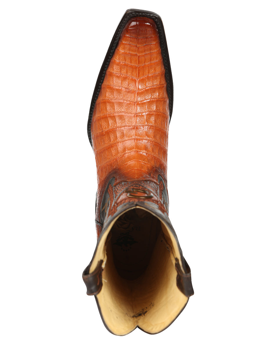 El General Mens Exotic Caiman Belly Cowboy Boots Cognac