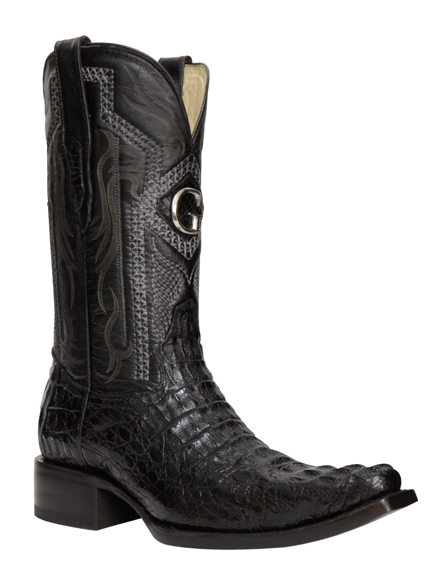El General Mens Exotic Caiman Nuca Cowboy Boots Black