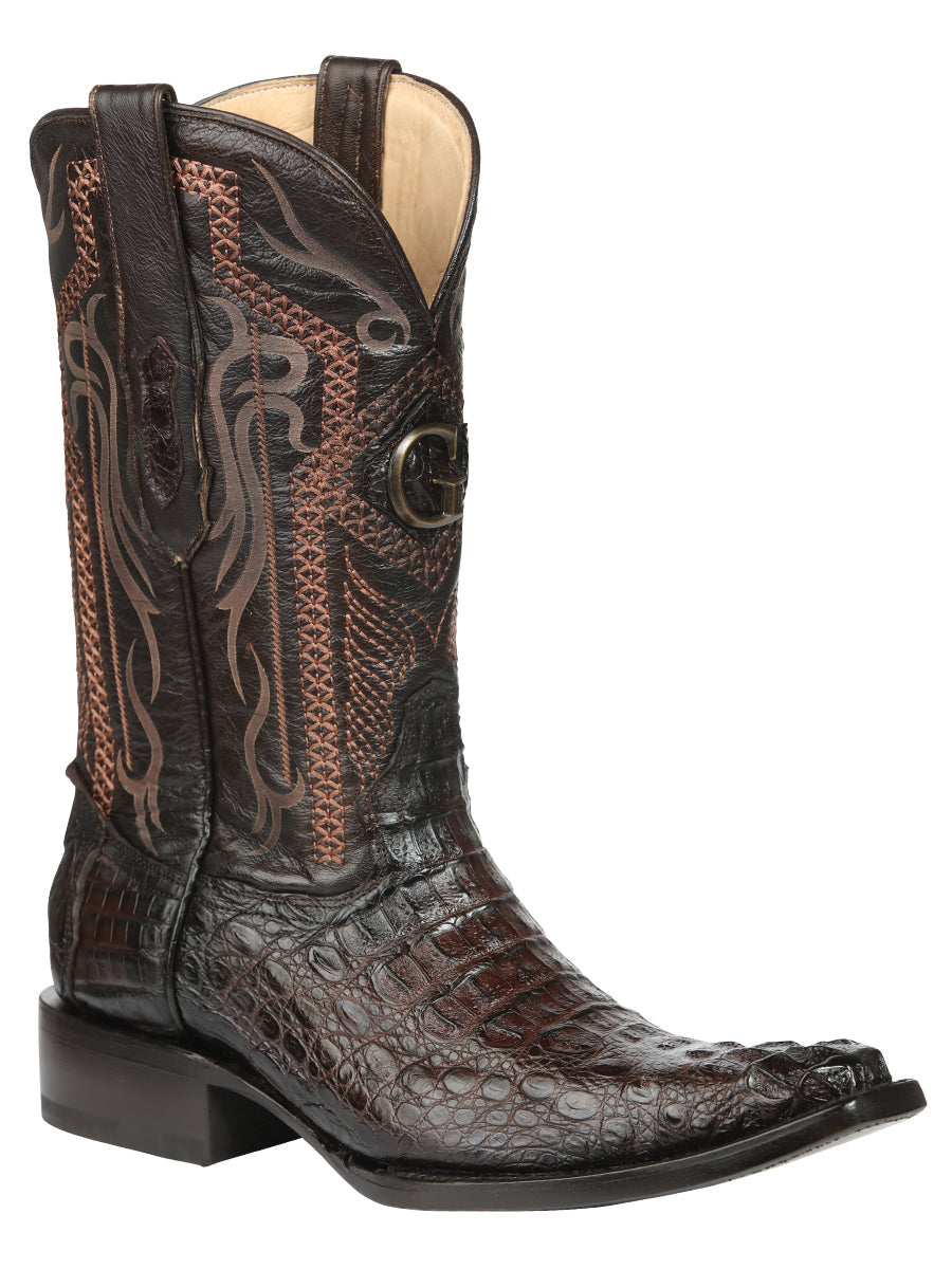El General Mens Exotic Caiman Nuca Cowboy Boots Brown