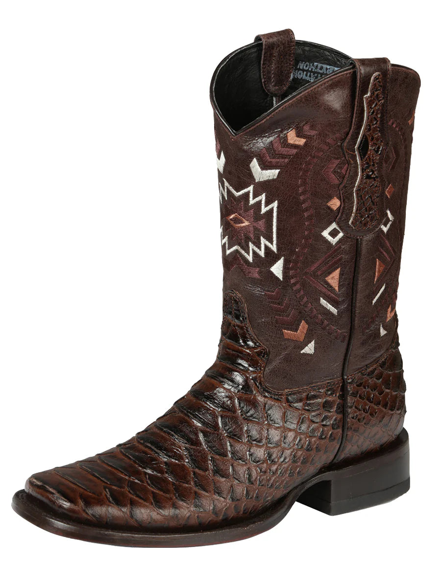 Botas de rodeo de imitación de pitón para hombre de El General - Marrón