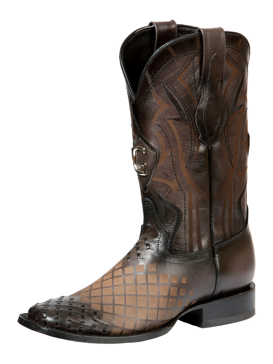 Mens Rodeo Boots El General Pull-Up Leather Gray Brown