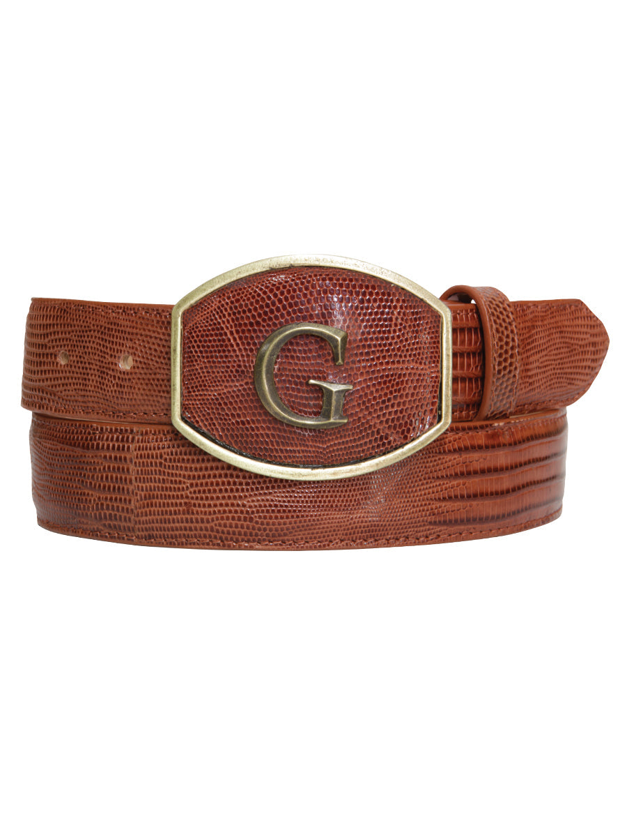 El General Exotic Lizard Leather Cowboy Belt - Cognac