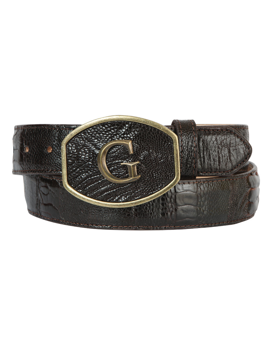 El General Exotic Ostrich Leg Western Belt - Brown