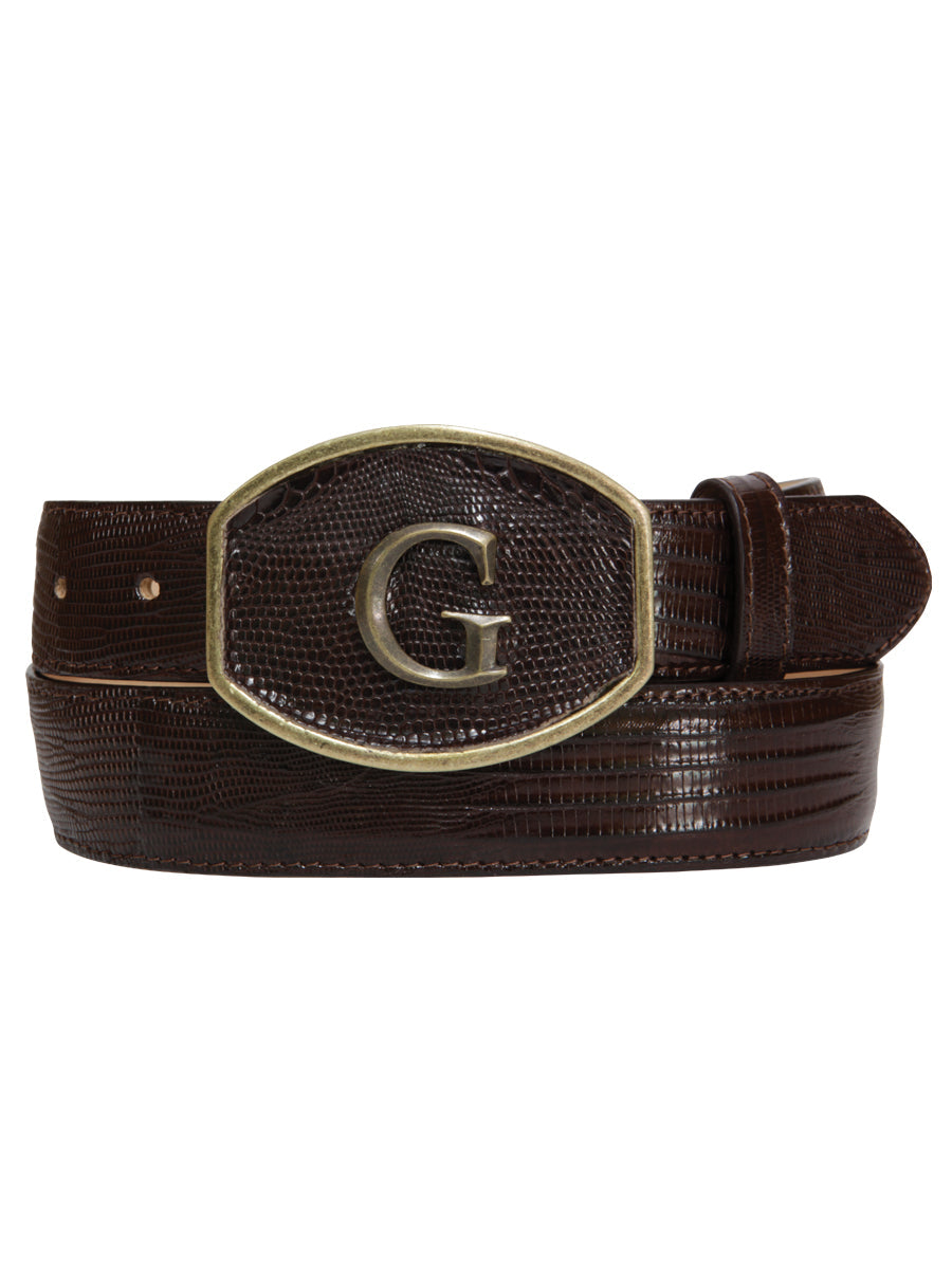 El General Exotic Lizard Leather Cowboy Belt - Brown