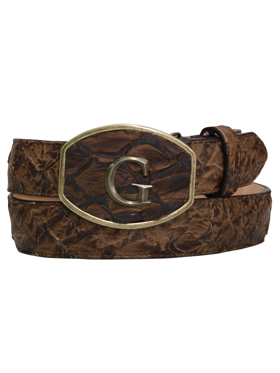 El General Exotic Monster Fish Leather Belt - Brown
