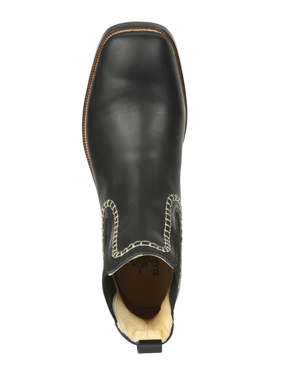 El General Men's Leather Ankle Boots Black