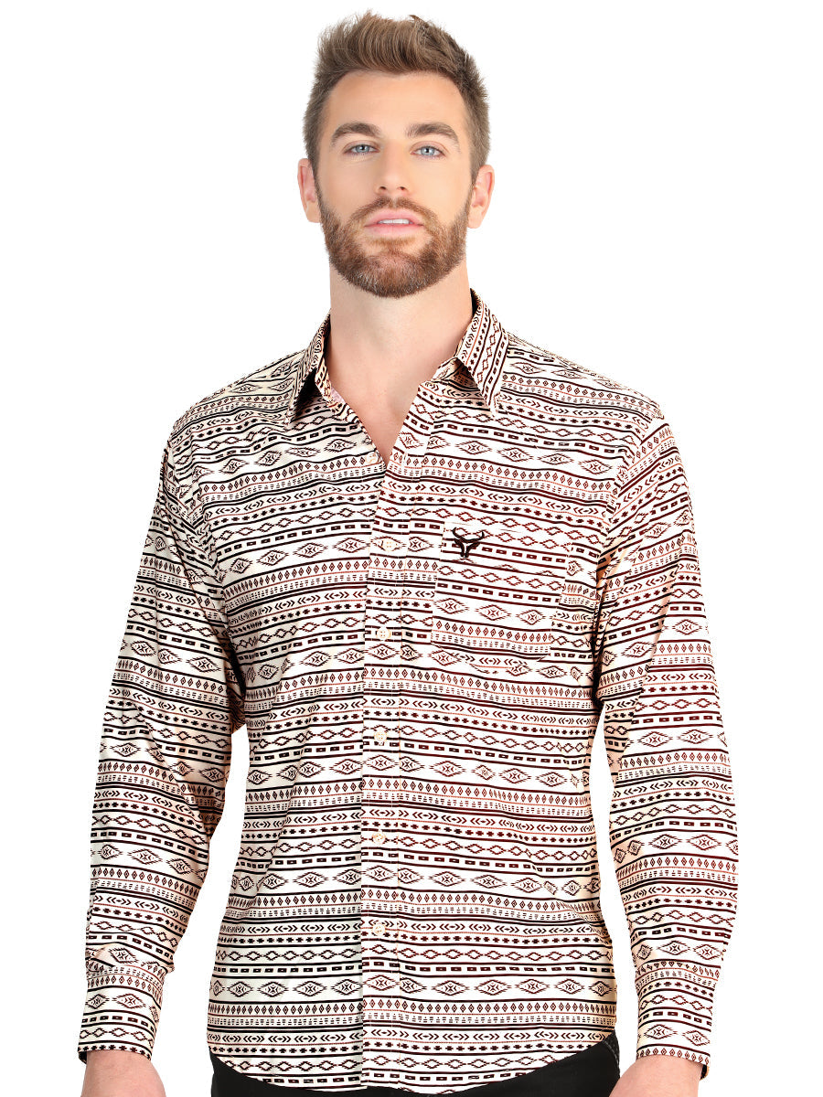 El General Mens Long Sleeve Western Shirt - Khaki