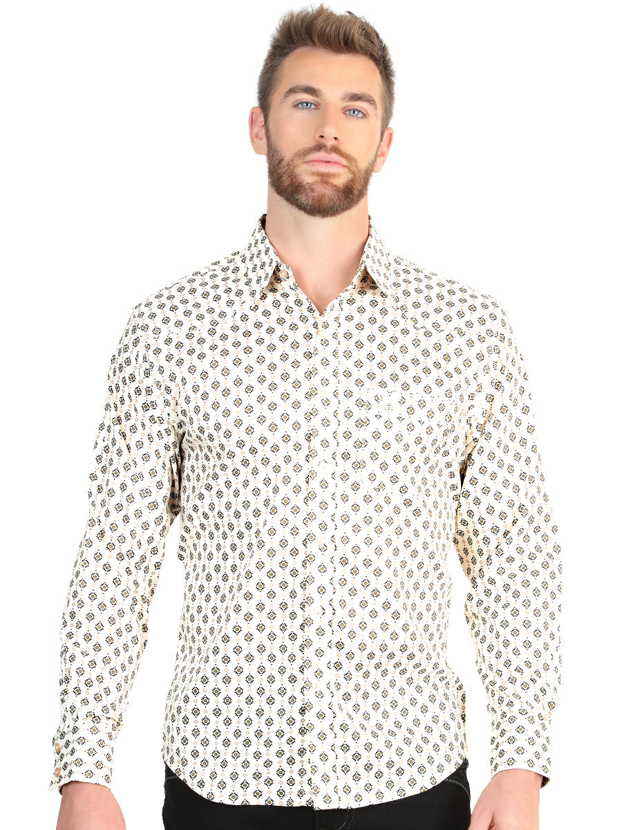 El General Men’s Slim Fit Long Sleeve Western Shirt - Beige