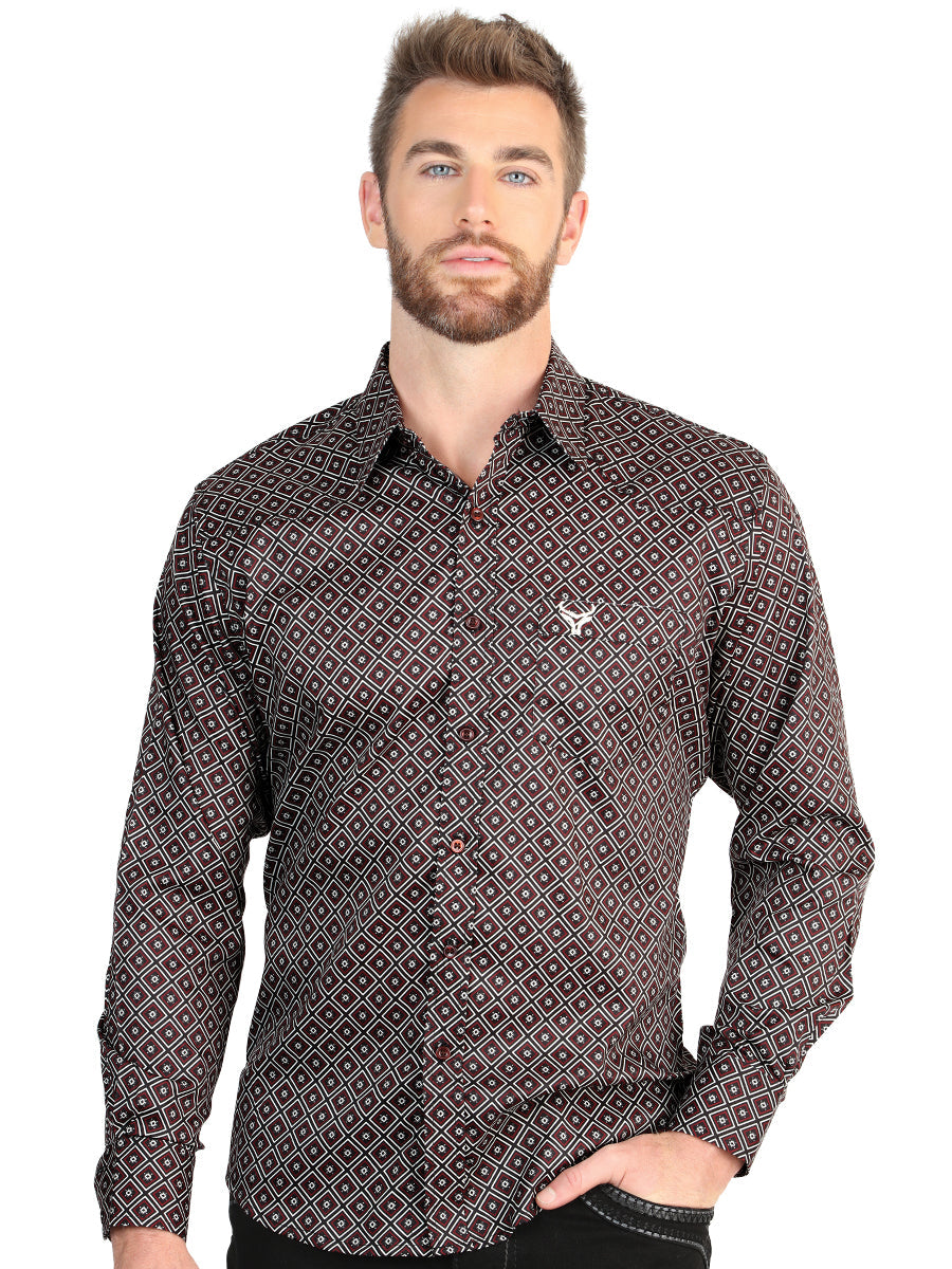 El General Mens Long Sleeve Western Shirt - Royal Blue