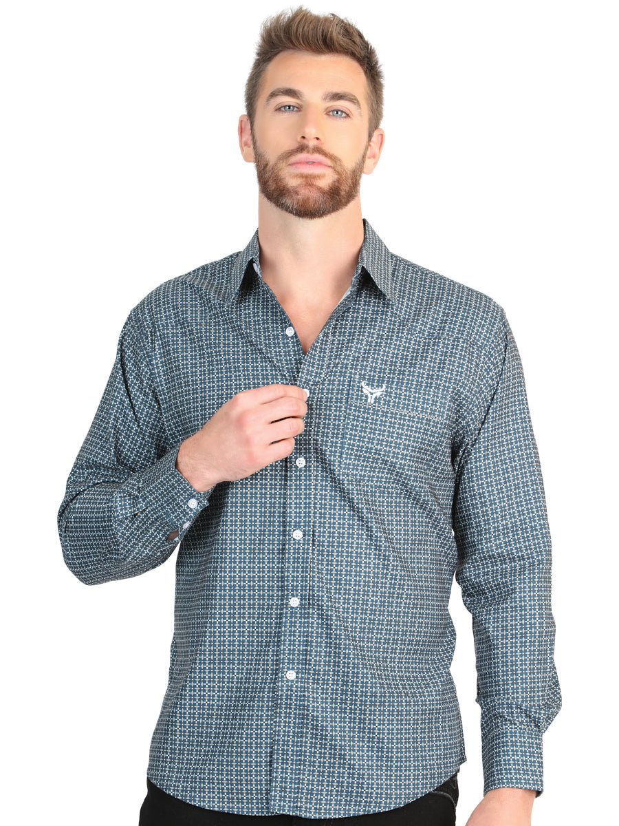El General Mens Long Sleeve Western Shirt - Teal