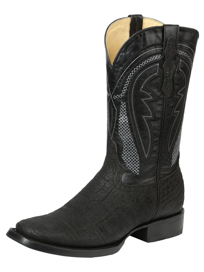Men’s Western Boots Imitation Bull Neck Black