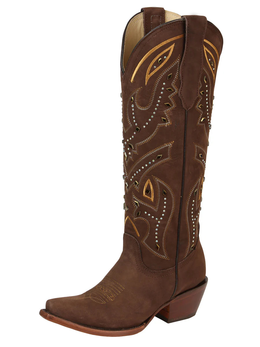 El General Women’s Embroidered Western Cowgirl Tall Boots - Brown