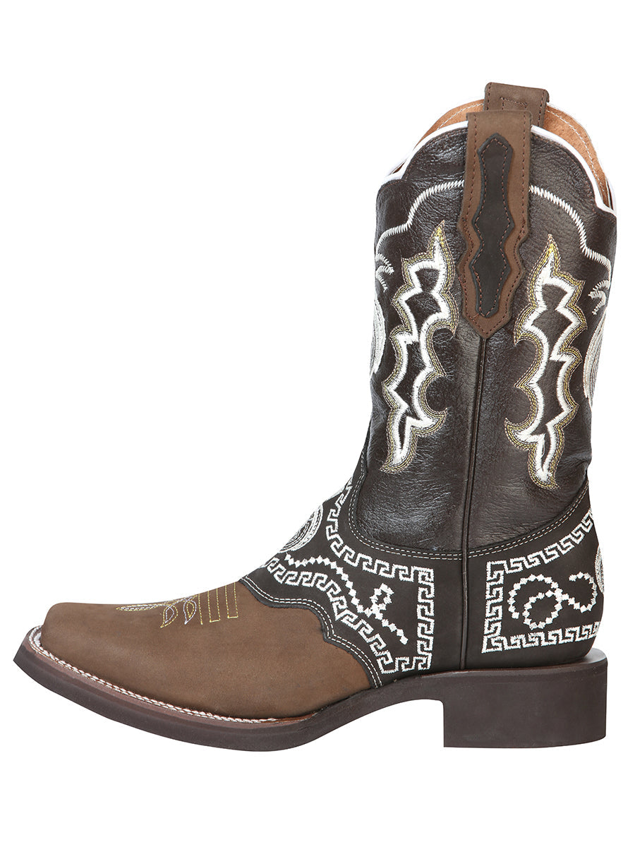Rodeo Boot - Nobuck Dark Brown with Embroidery