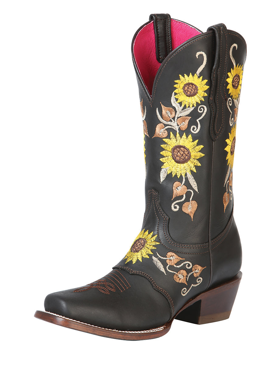 Womens Rodeo Boot Dark Brown/Sunflowers Mod. 51144