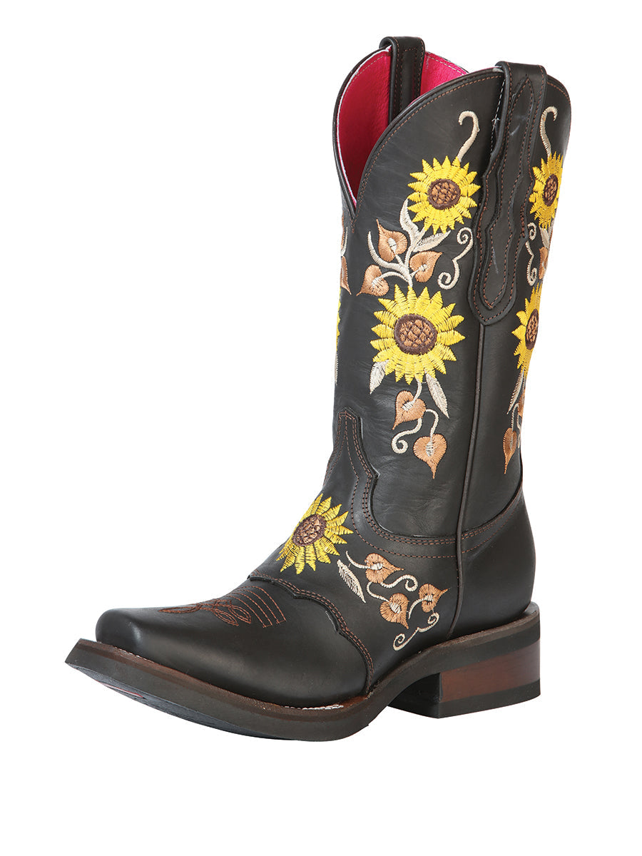 Womens Rodeo Boot Dark Brown/Sunflowers Mod. 51149