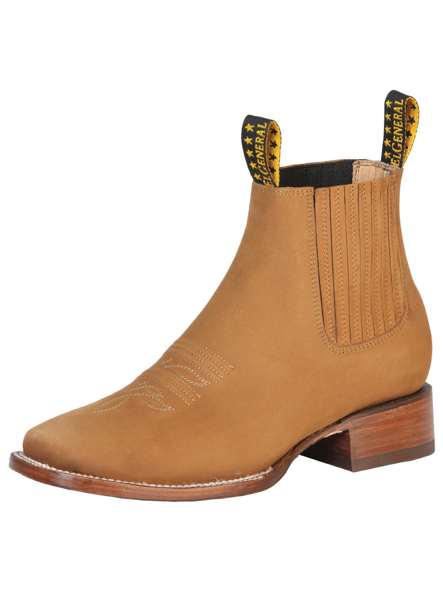 Square Toe Ankle Boot - Nobuck Gold