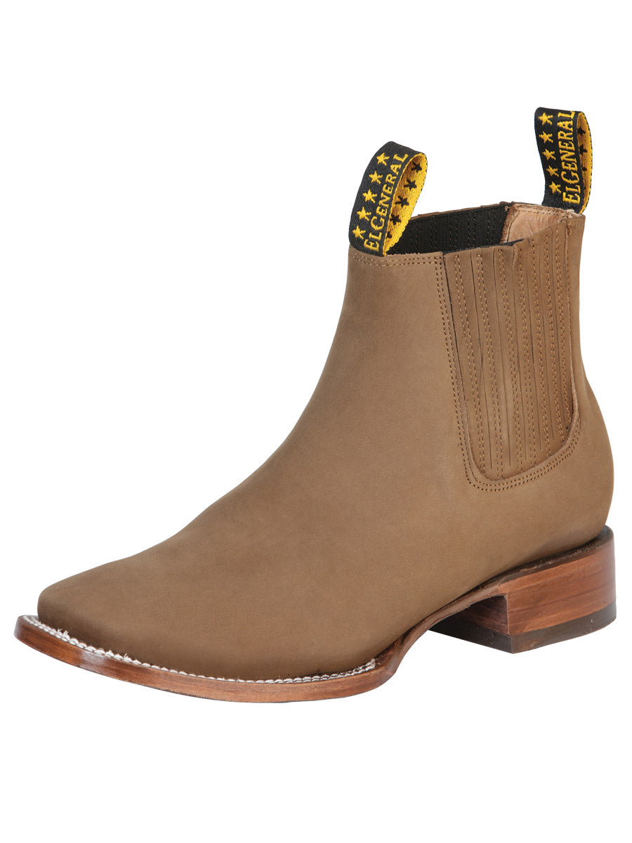 Square Toe Ankle Boot - Nobuck Brown