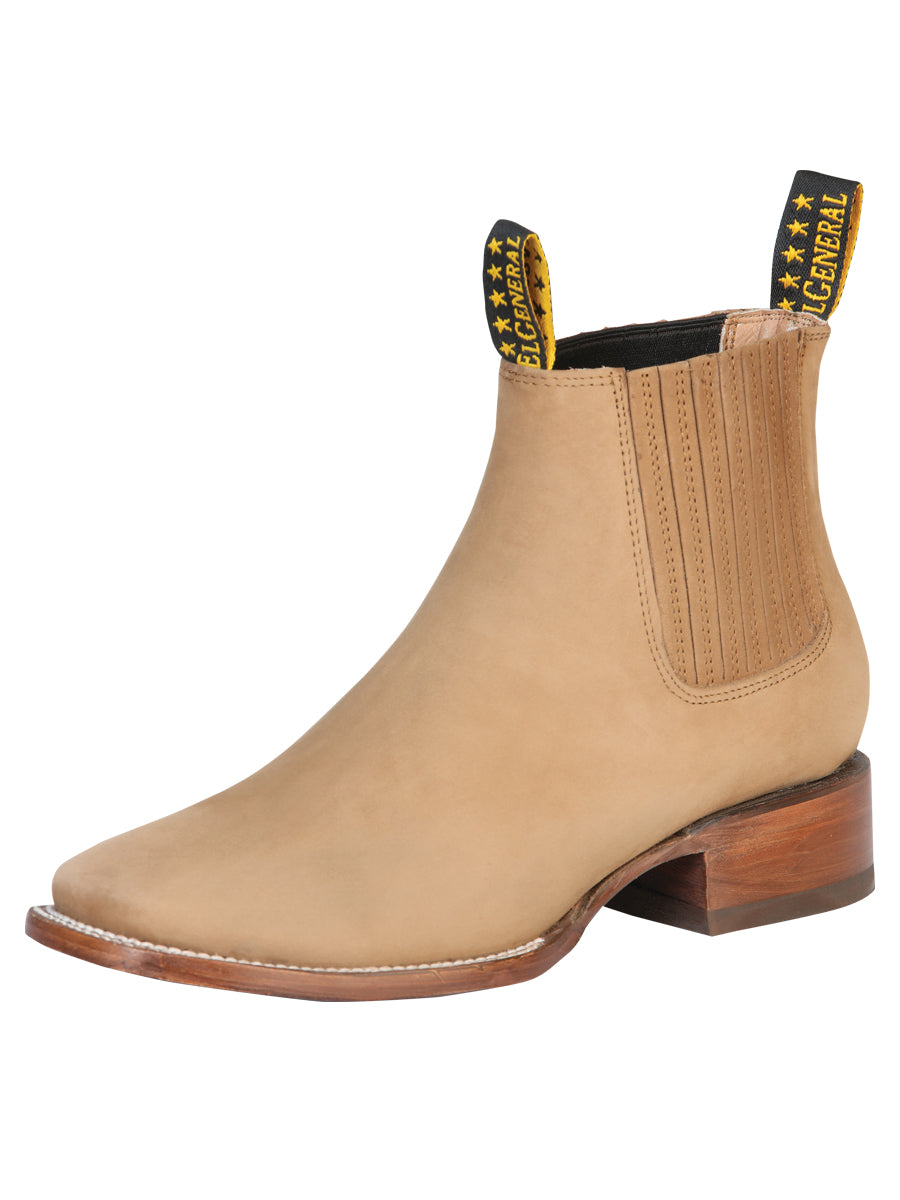 El General Square Toe Ankle Boot Nobuck Sand