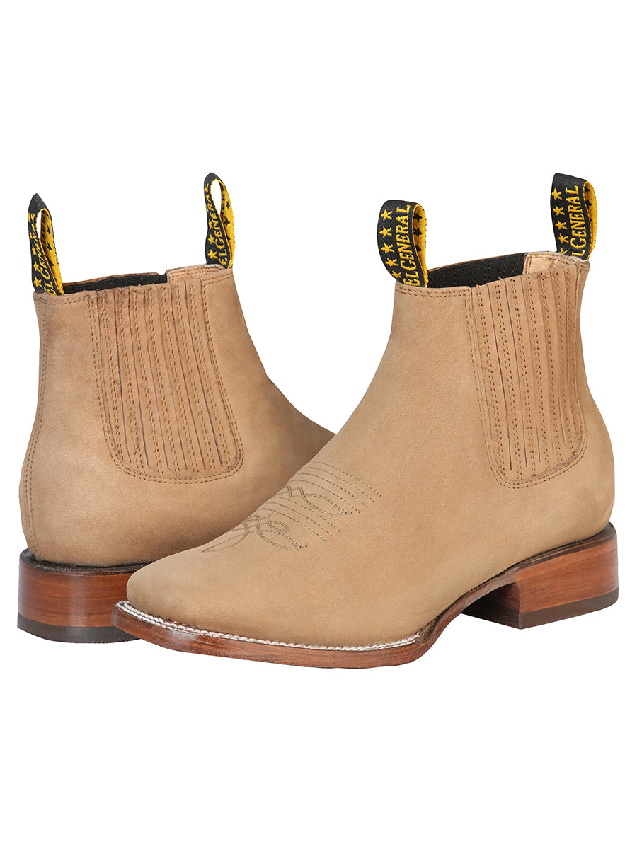 Square Toe Ankle Boot - Nobuck Sand