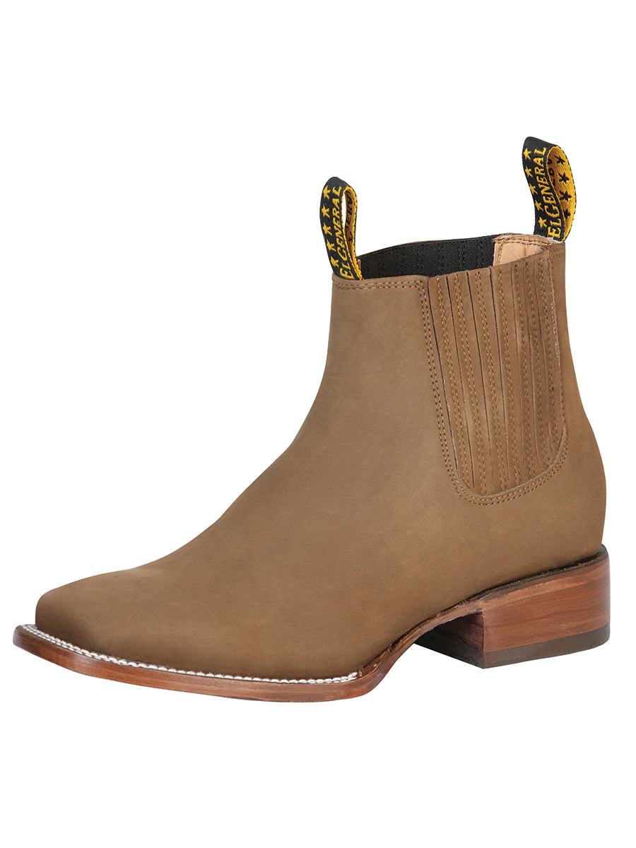 El General Square Toe Ankle Boot Nobuck Brown
