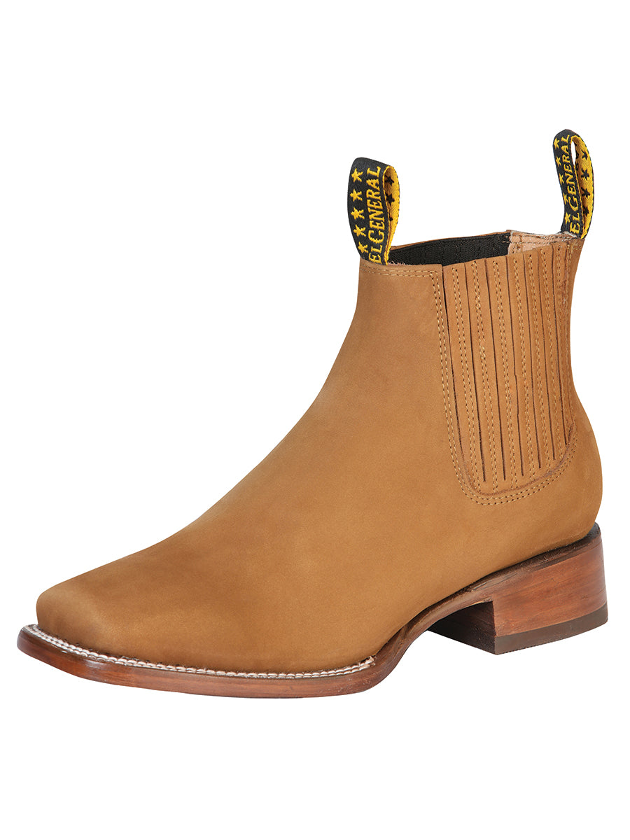 Square Toe Ankle Boot - Nobuck Old Gold