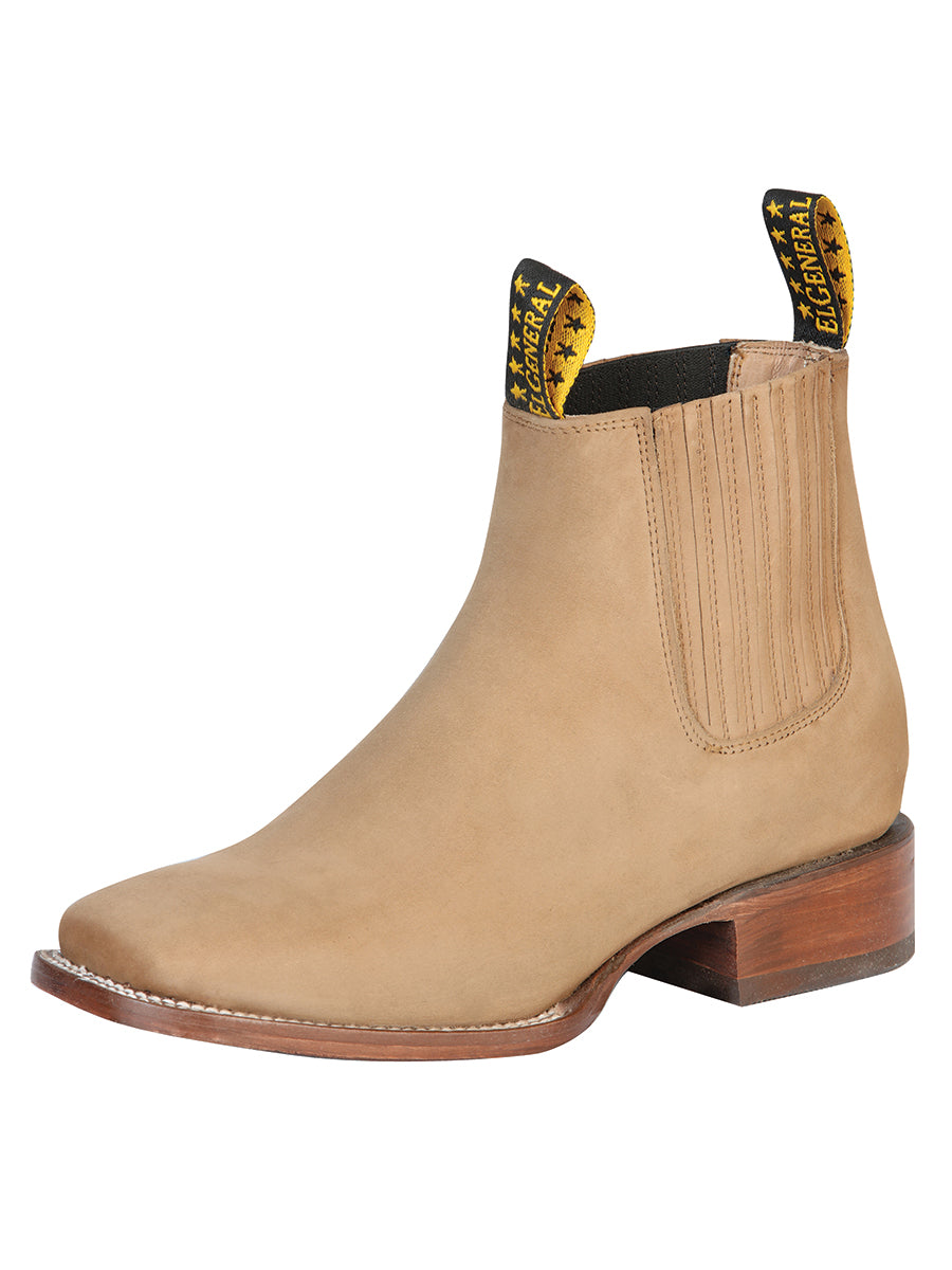 Square Toe Ankle Boot - Nobuck Light Brown