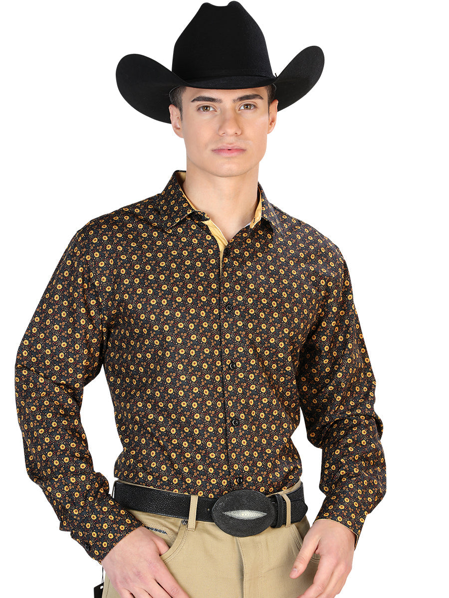 Black And Brown Casual Long Sleeve Western Cowboy Shirt