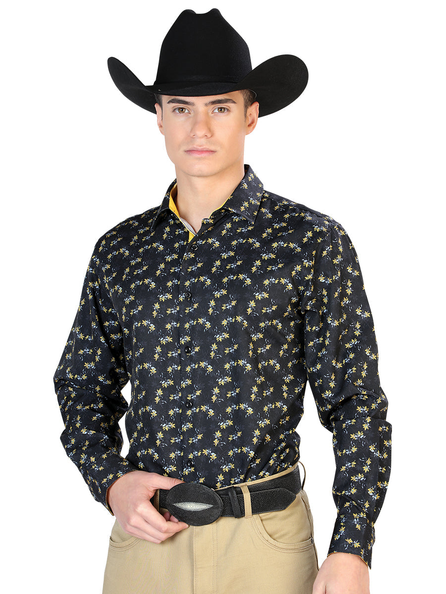 Camisa casual negra de manga larga Mod. 126265