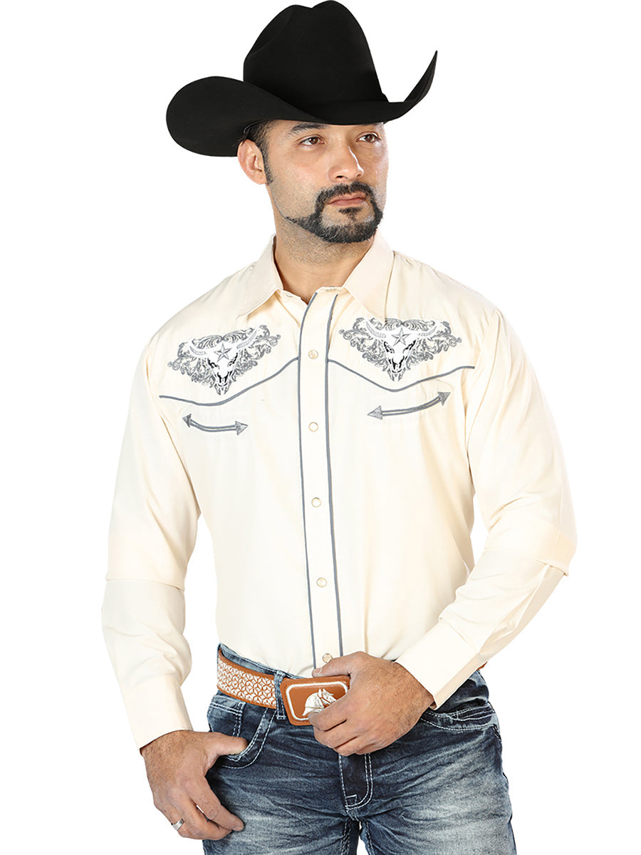 El Señor de los Cielos Embroidery Shirt Beige/Black 44189 main image 1