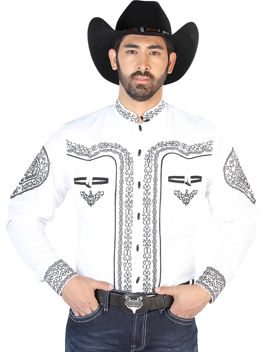 El Señor de los Cielos Charro Embroidery Shirt White/Black