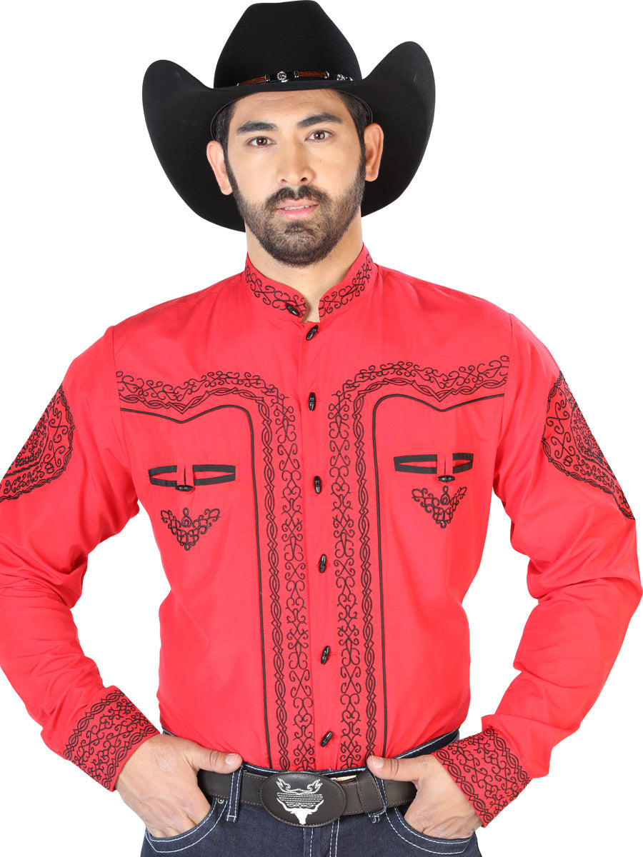 El Señor de los Cielos Charro Embroidery Shirt Red/Black