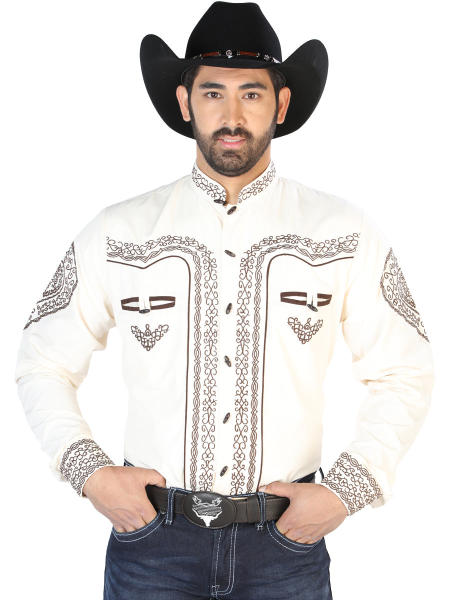 El Señor de los Cielos Charro Embroidery Shirt Beige/Brown