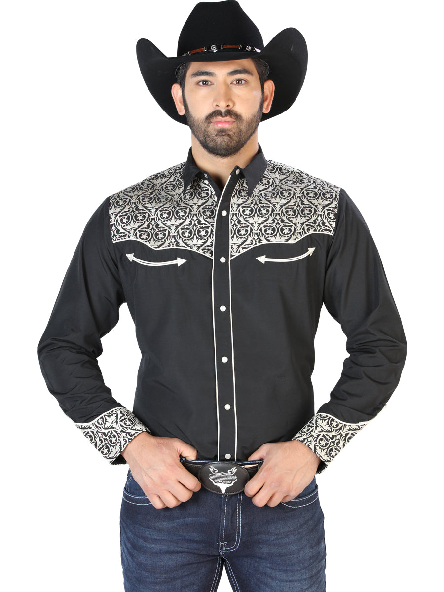 El Señor de los Cielos Embroidery Shirt Black/Beige