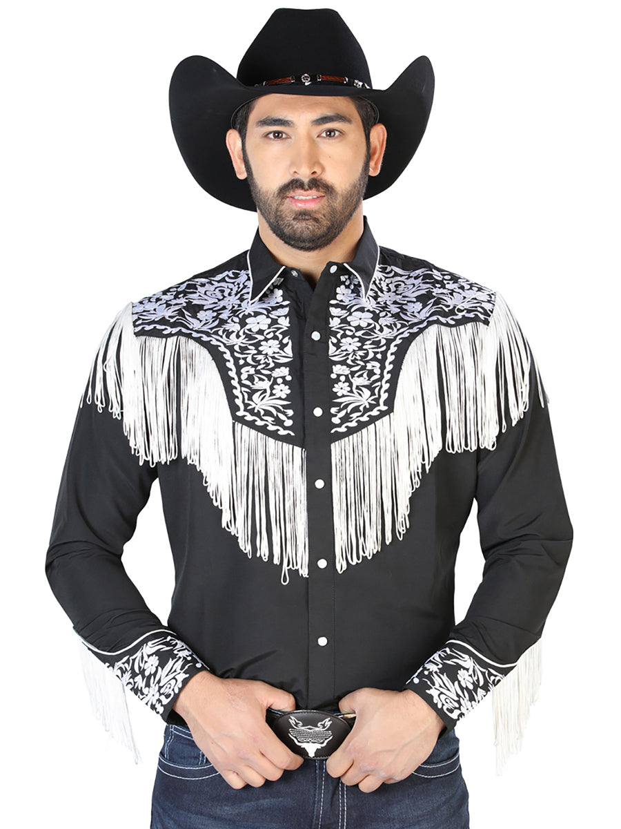 Camisa Bordada El Señor de los Cielos Negro/Blanco