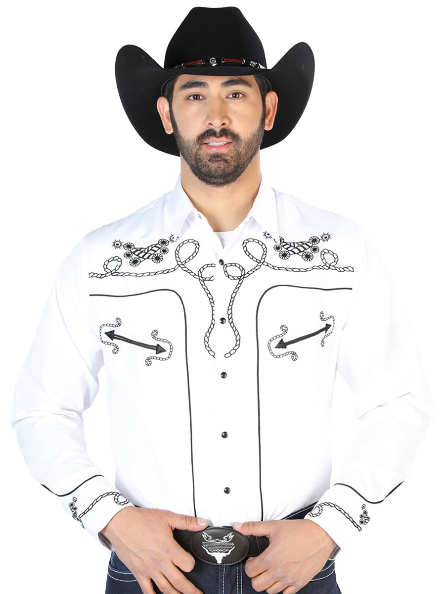 El Señor de los Cielos Embroidery Shirt White/Black Mod. 126718