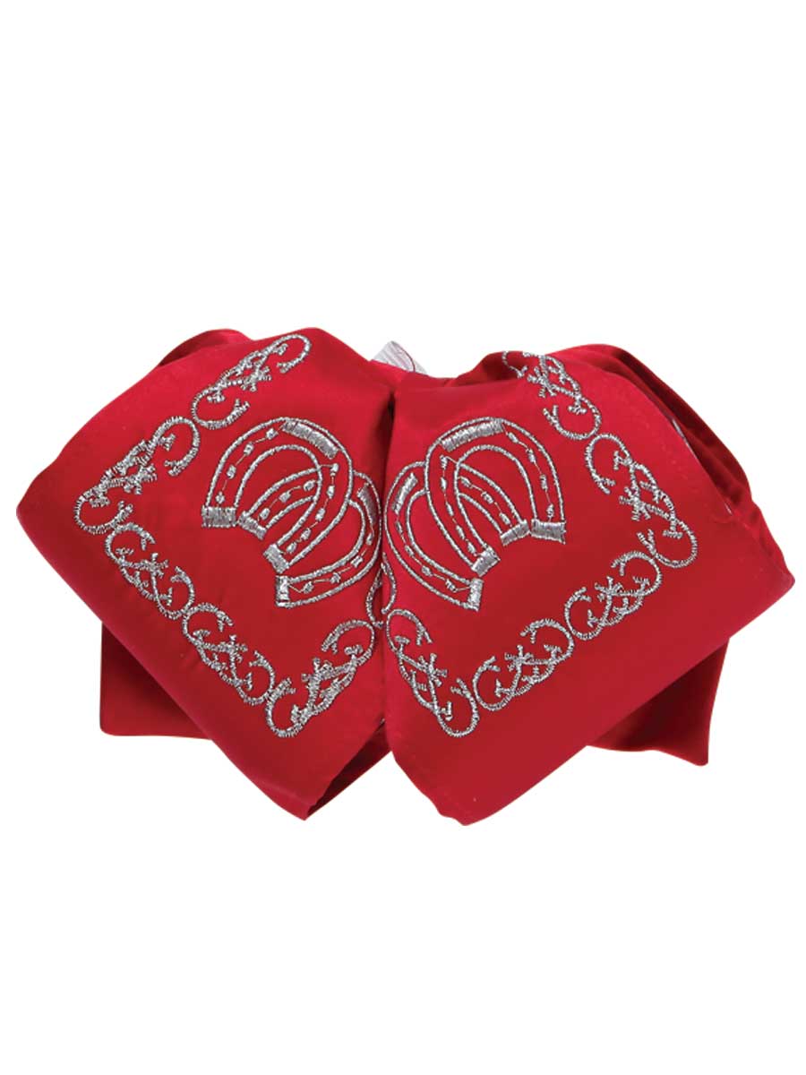 Mexican Charro Bow Tie 100% Polyester Red/Silver