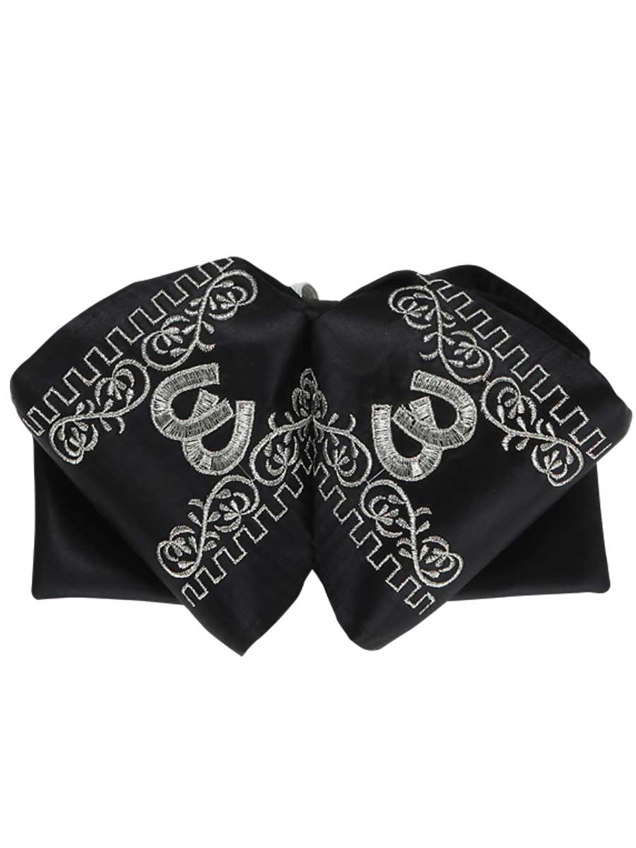 Mexican Charro Bow Tie 100% Polyester Black/Silver