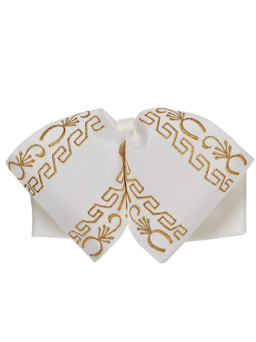 Mexican Charro Bow Tie 100% Polyester Ivory/Gold