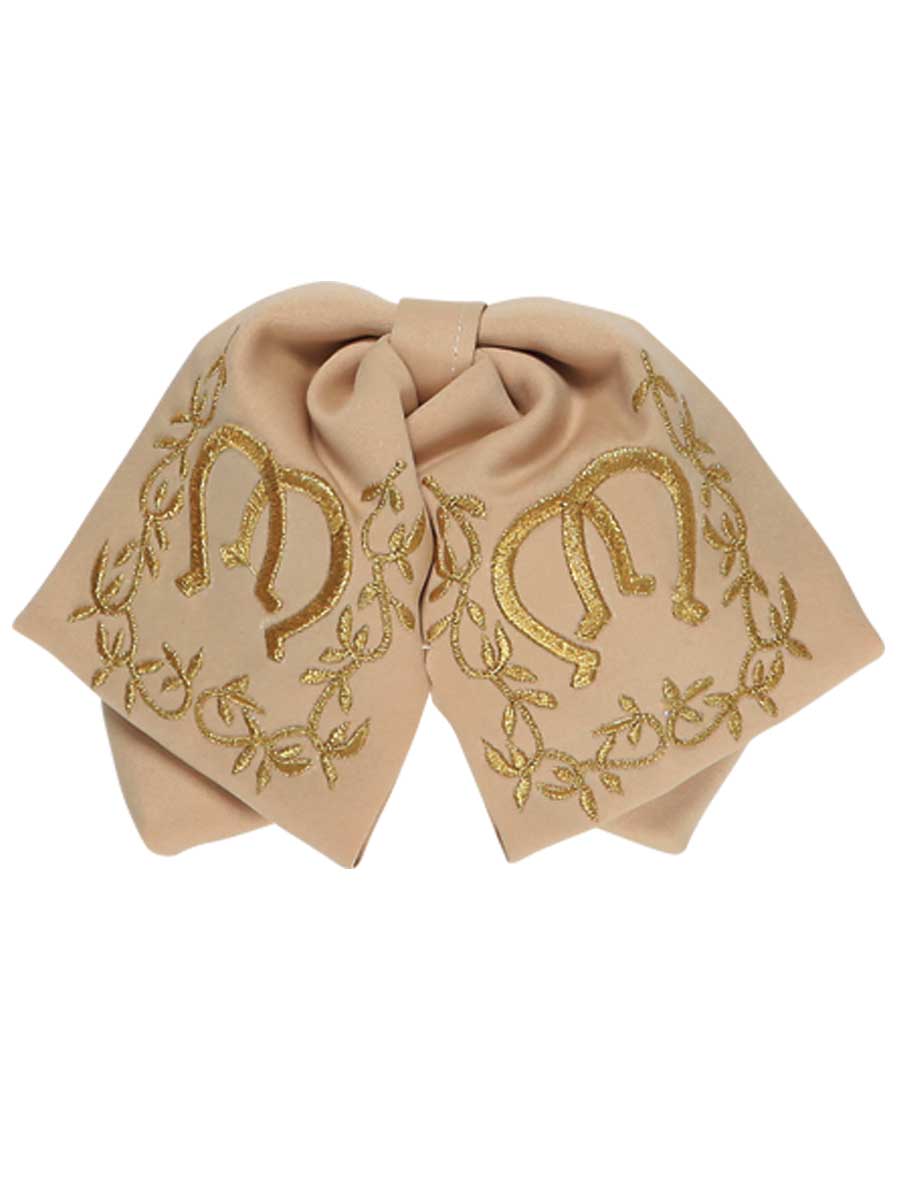 Artisanal Embroidered Kids Charro Bow Tie Cotton Polyester Kakhi/Gold
