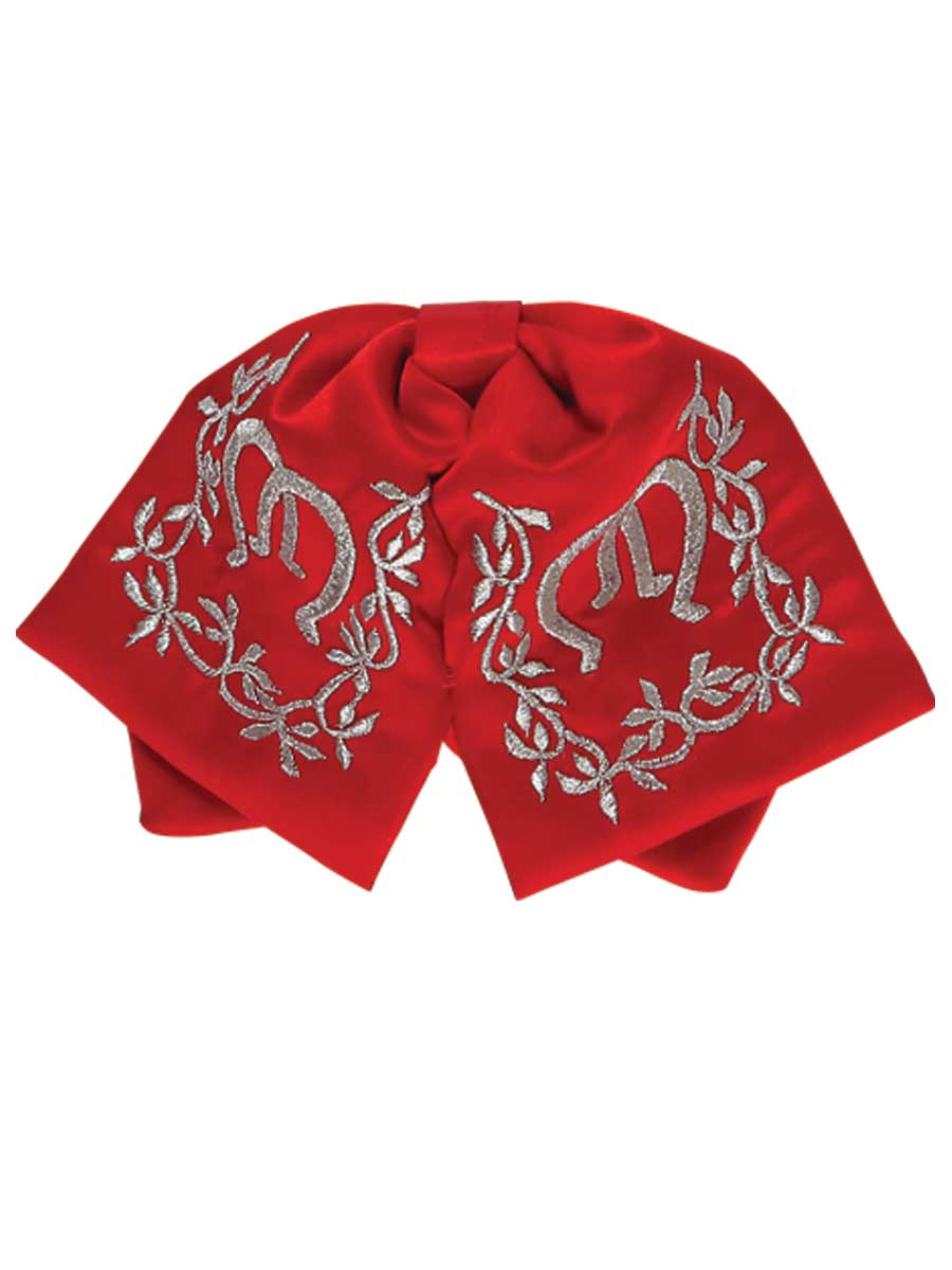 Artisanal Embroidered Kids Charro Bow Tie Cotton Polyester Red/Silver