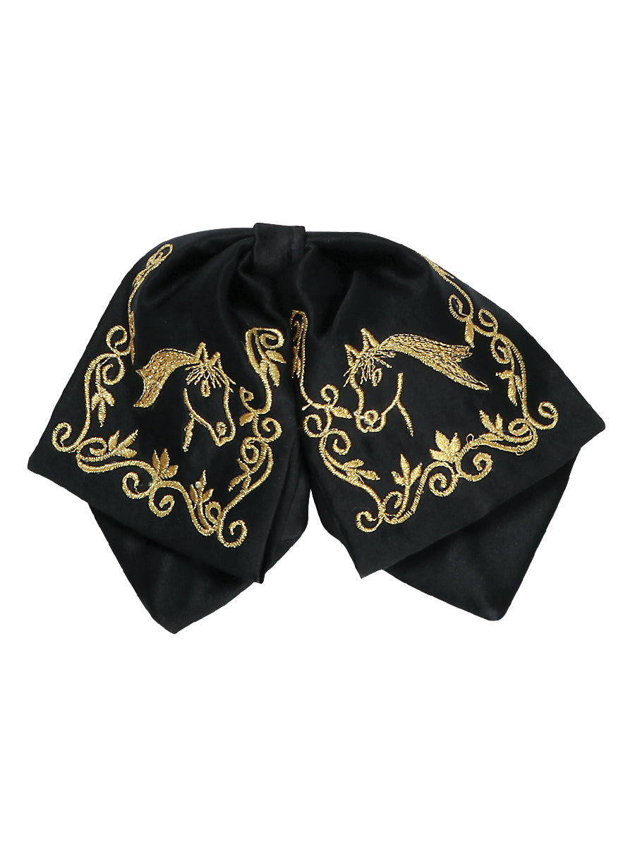 Artisanal Embroidered Kids Charro Bow Tie Cotton Polyester Black/Gold