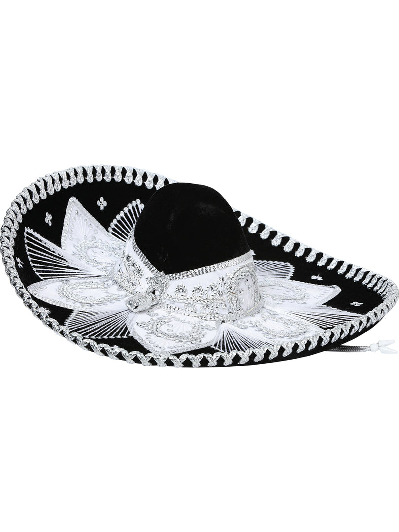Sombrero Charro Artesanal Mexicano Terciopelo Negro/Plateado