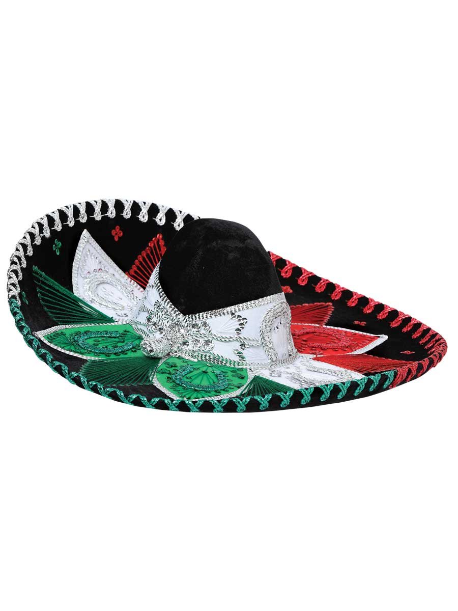 Mexican Artisanal Charro Hat Velvet Tricolor