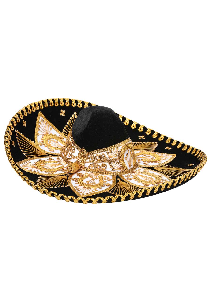 Mexican Artisanal Charro Hat Velvet Black/Gold