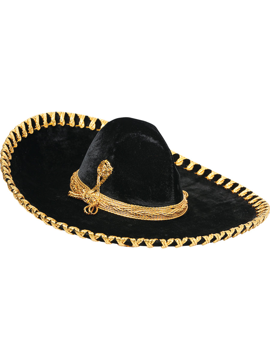 Mexican Artisanal Kids Charro Hat Velvet Black/Gold