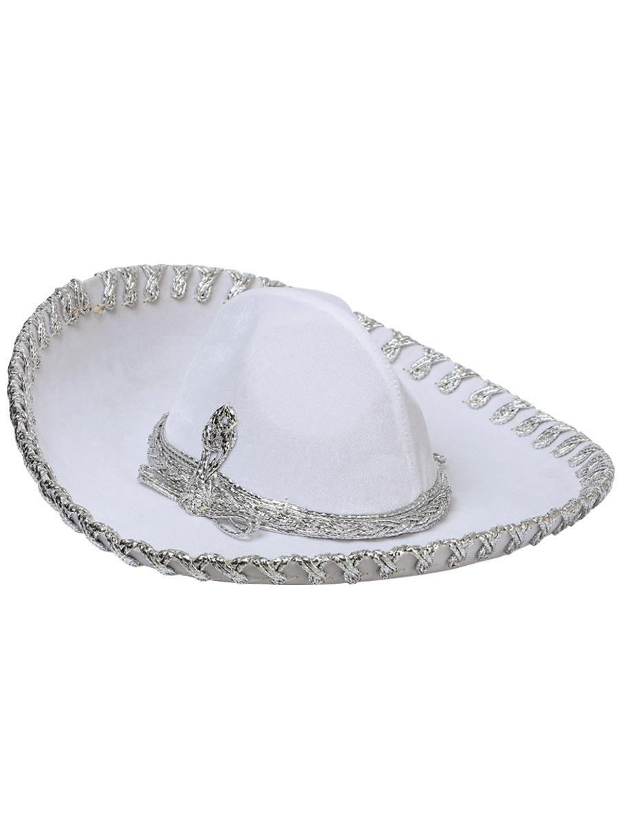 Mexican Artisanal Kids Charro Hat Velvet White/Silver