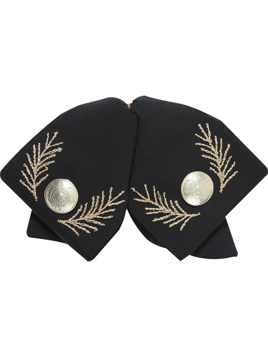 Artisanal Embroidered Charro Bow Tie Polyester Black/Gold Mod. 601107
