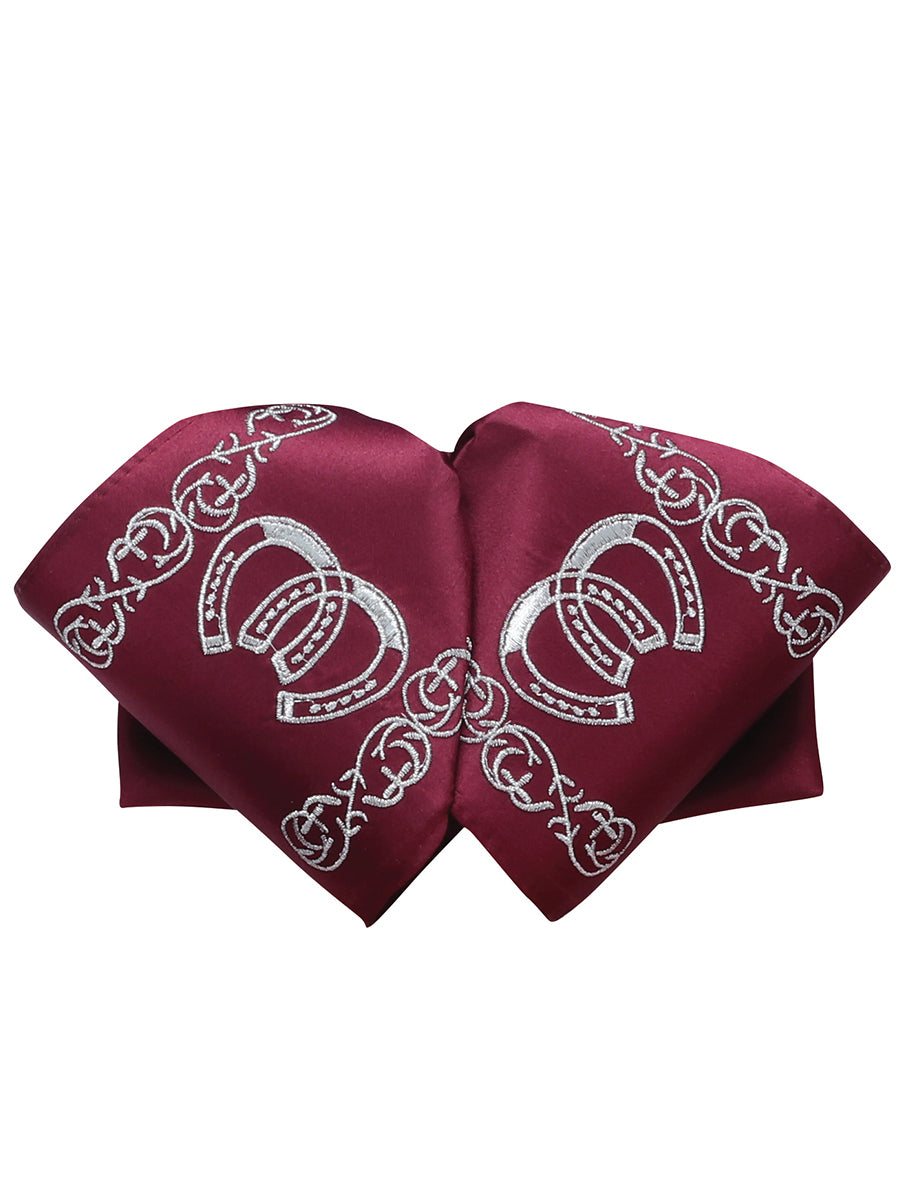 Mexican Charro Bow Tie 100% Polyester Wine/Silver